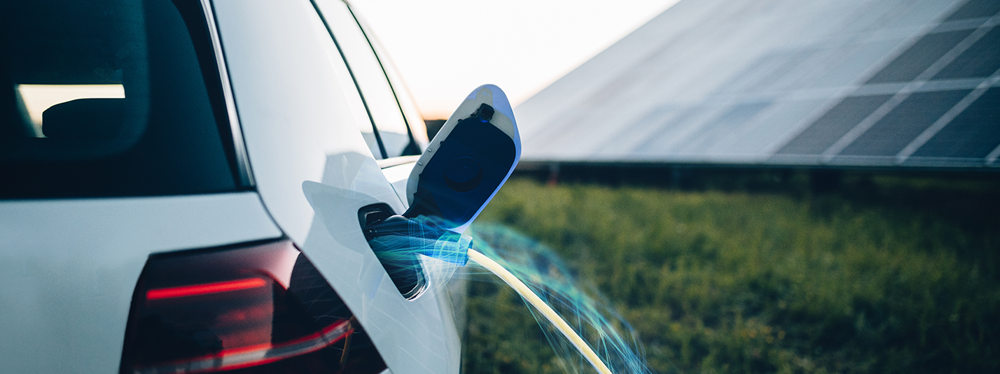 Electric vehicle and solar panels illustrating copper applications